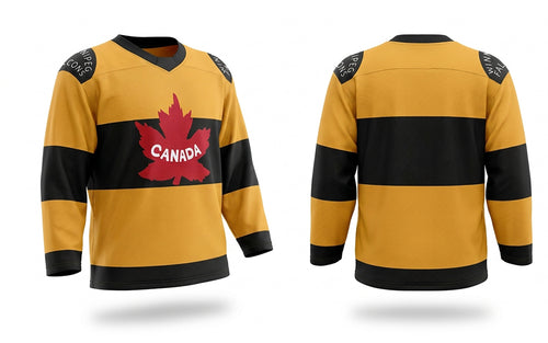 Canada retro 1920 hockey jersey yellow