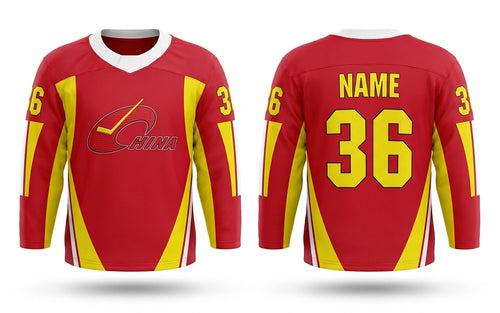 China red hockey jersey 2024