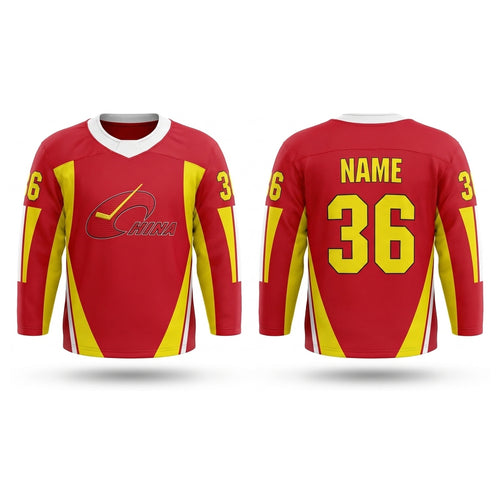 China 中华人民共和国 red hockey jersey 2024