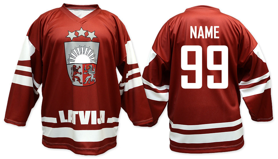Latvia hockey jersey dark