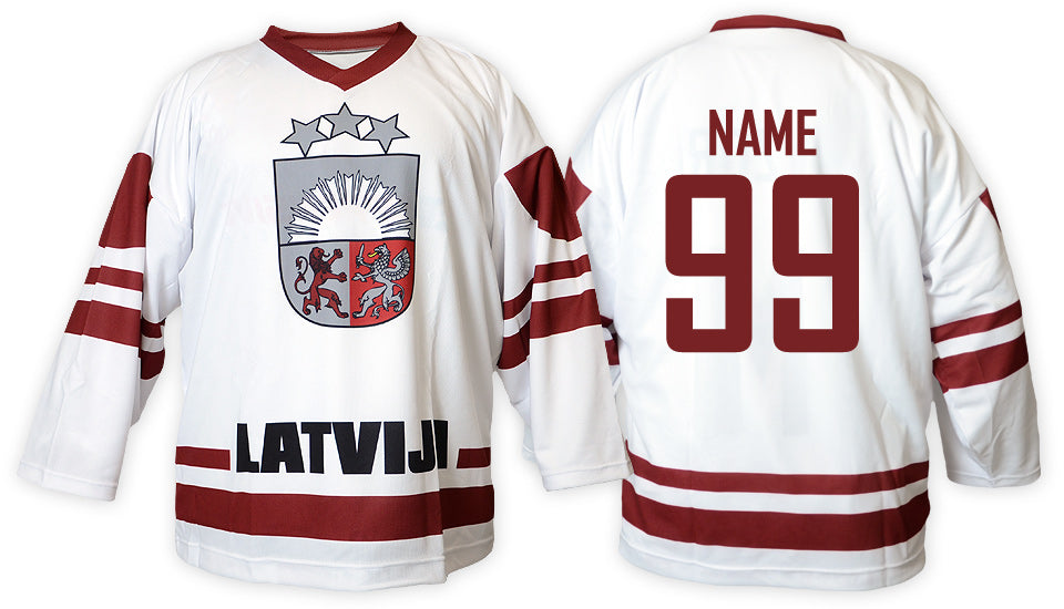 Latvia hockey jersey white