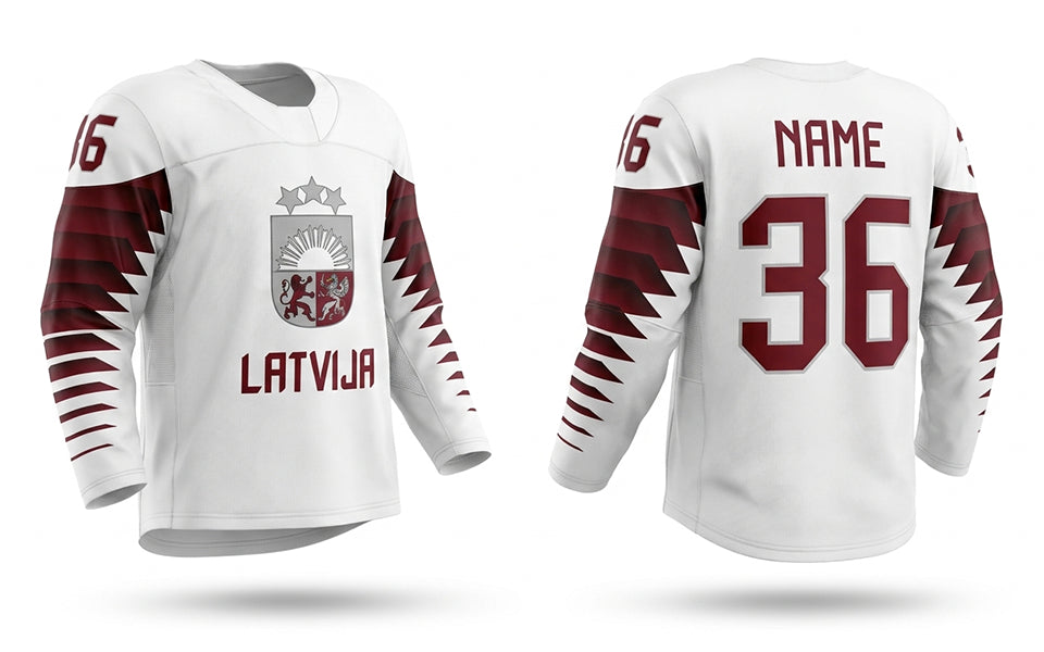 Latvia hockey jersey white design 2019