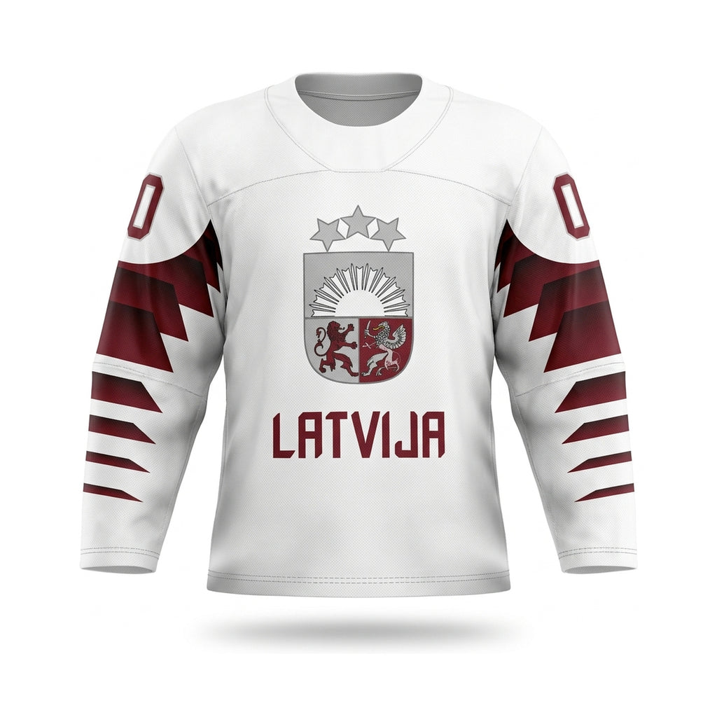 Latvia hockey jersey white design 2019