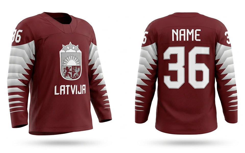 Latvia hockey jersey dark design 2019