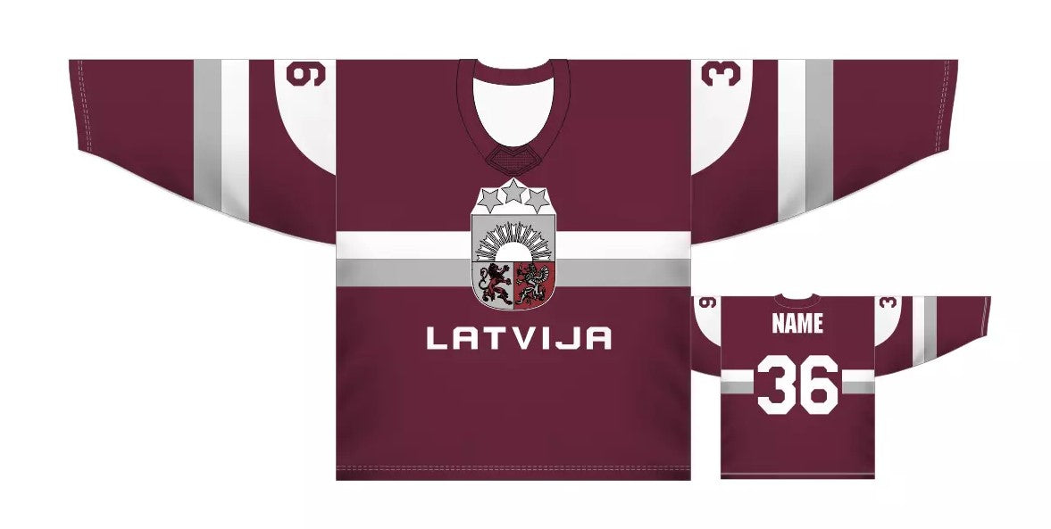 Latvia hockey jersey dark design 2025
