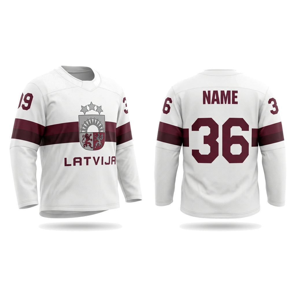Latvia Hockey Jersey White 2025