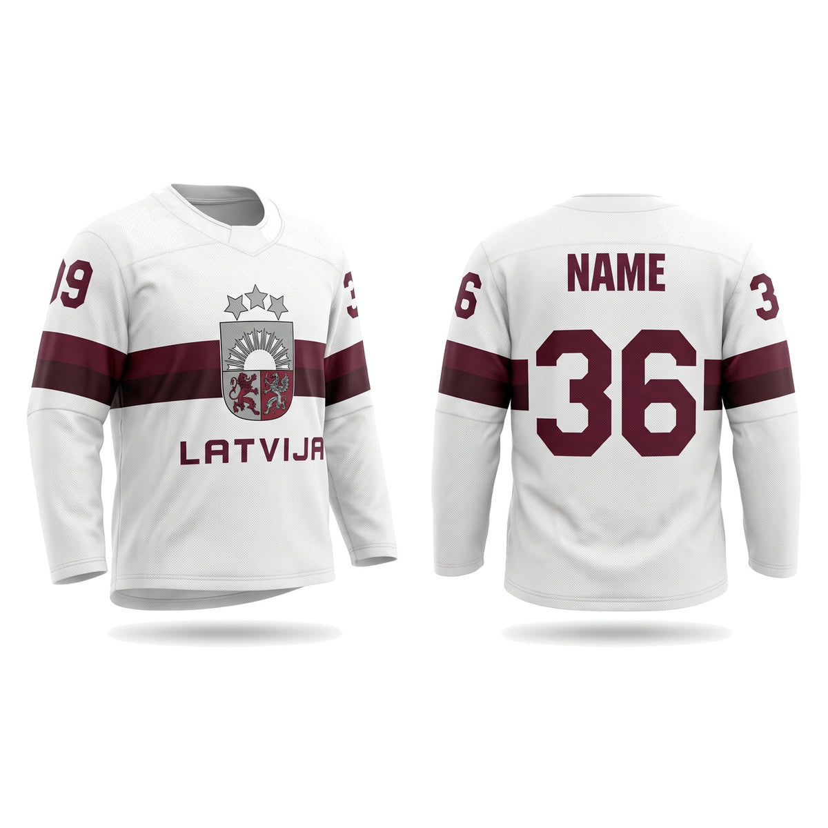 Latvia Hockey Jersey White 2025