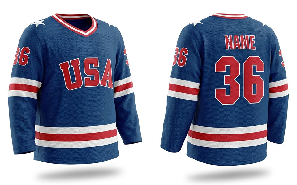 USA 1980 "Miracle on the ice" hockey jersey blue